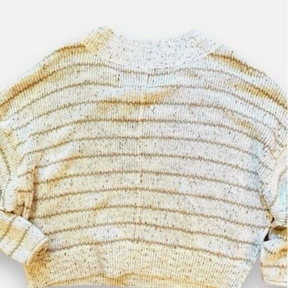 Free People Starlight Sweater Pearl Island Stripes Cream Oatmeal Comfy Size L - Picture 12 of 12